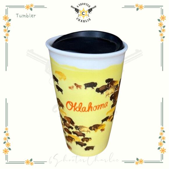 RARE STARBUCKS OKLAHOMA "BUFFALO ROAM" CERAMIC Double TUMBLER 12.4oz!! Brand New - Picture 1 of 7
